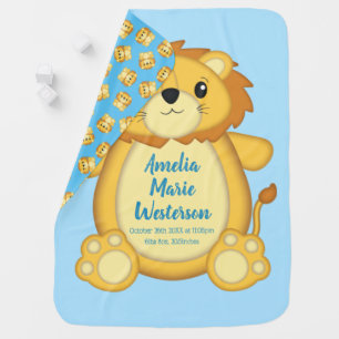 Lion Baby Shower Zoo Circus Blue Boy Blanket