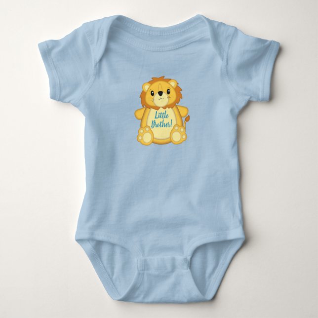 Lion Baby Shower Zoo Circus Blue Boy Bodysuit (Front)