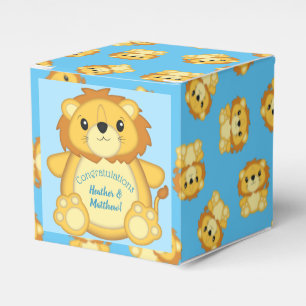 Lion Baby Shower Zoo Circus Blue Boy Favor Boxes