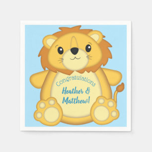 Lion Baby Shower Zoo Circus Blue Boy Napkins