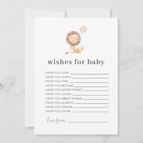 Lion Balloon Wishes for Baby Card