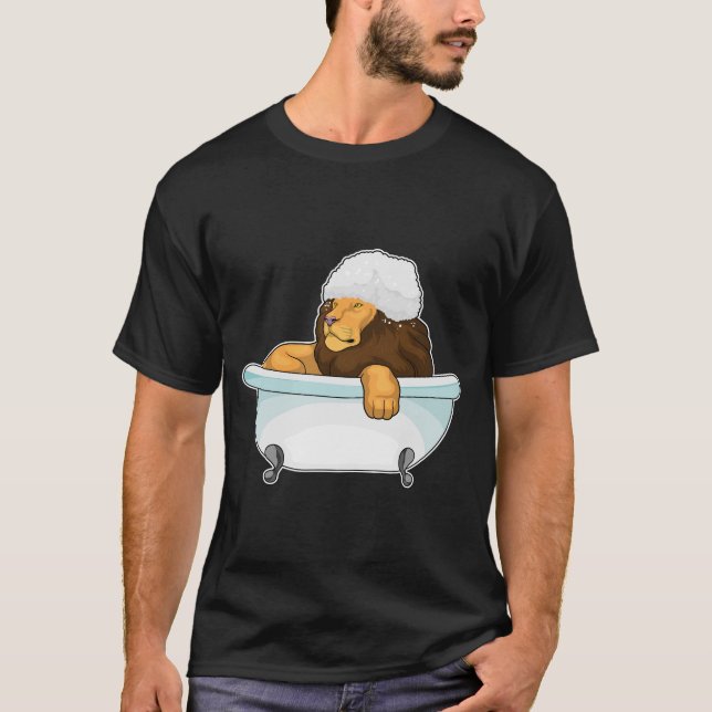 Lion Bathe Bathtub T-Shirt (Front)