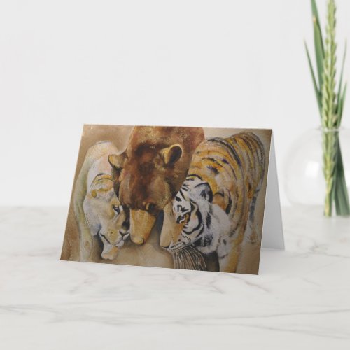Lion Bear and Tiger Blank Card