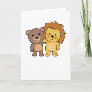 Lion Bear Zoo Cute Animals Cute Kids Card