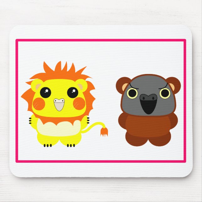 Lion Belle cockatiel and Lulu Bear Senegal Parrot Mouse Pad (Front)