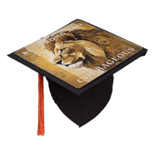 Lion Bible Quote Be Strong Graduation Cap Topper