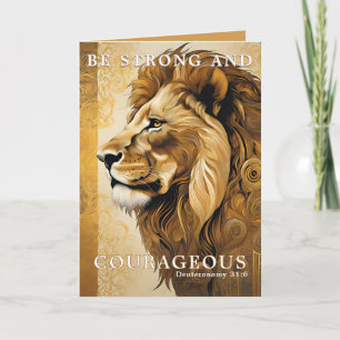 Lion Bible Quote Be Strong Graduation  Card