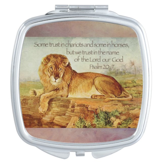 Lion Bible Verse Trust in the Lord Compact Mirror (Front)