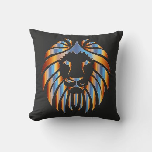 Lion Big Cat chromatic design Throw Pillow