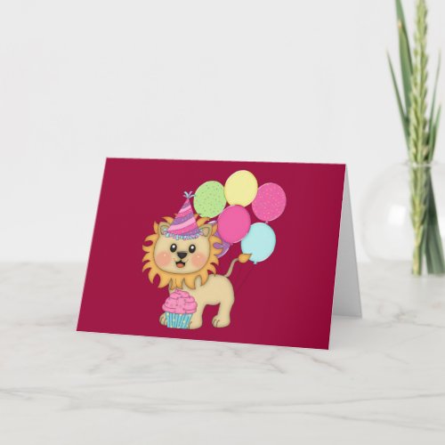 Lion Birthday Girl personalized Card