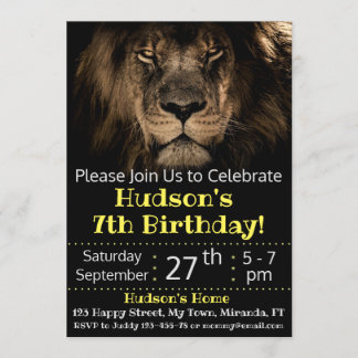 Lion birthday invitation
