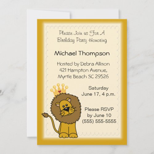 Lion Birthday Invitations