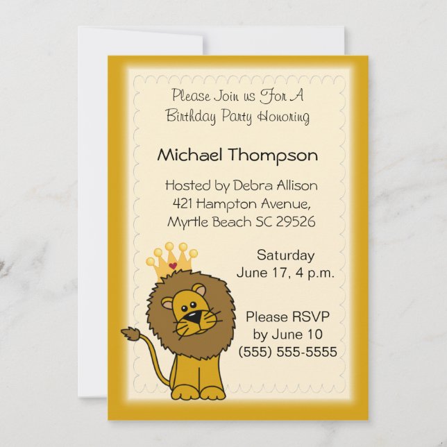 Lion Birthday Invitations (Front)