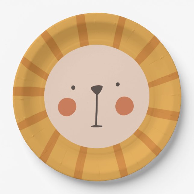 Lion Birthday Kids  Wall Paper Plates (Front)