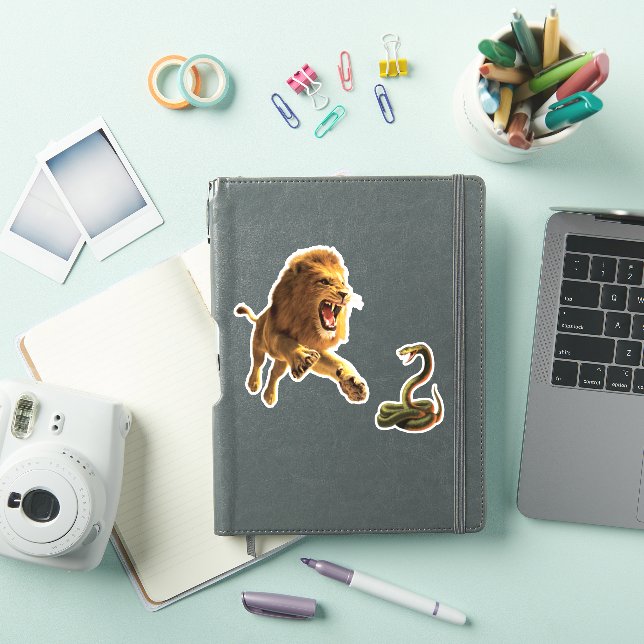 Lion bitten by cobra sticker (iPad Cover)