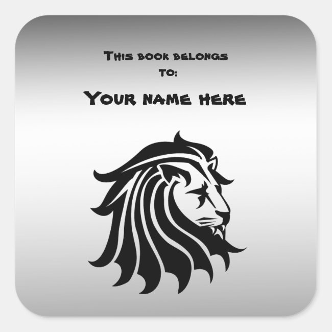 Lion Black and Silver Bookplate