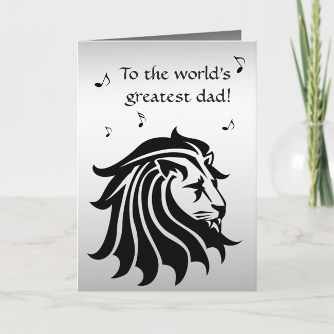 Lion Black and Silver Fathers Day Card