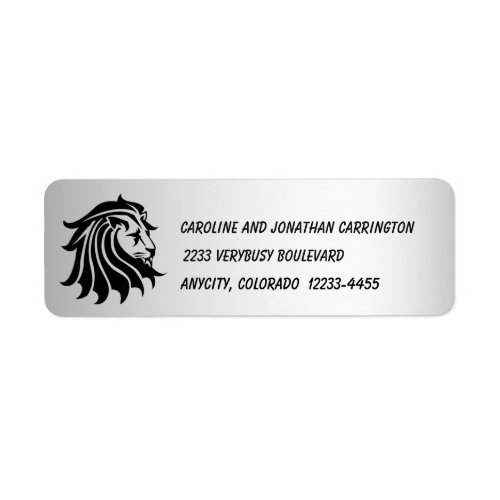 Lion Black and Silver Return Address Label