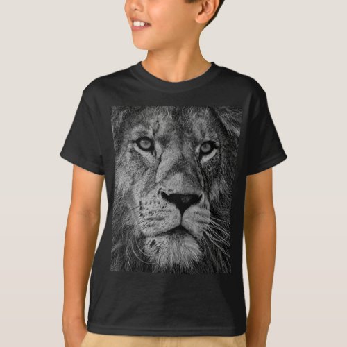 Lion Black  White T_Shirt