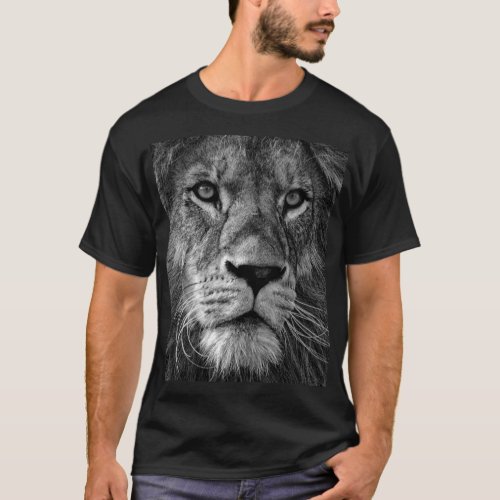 Lion Black  White T_Shirt