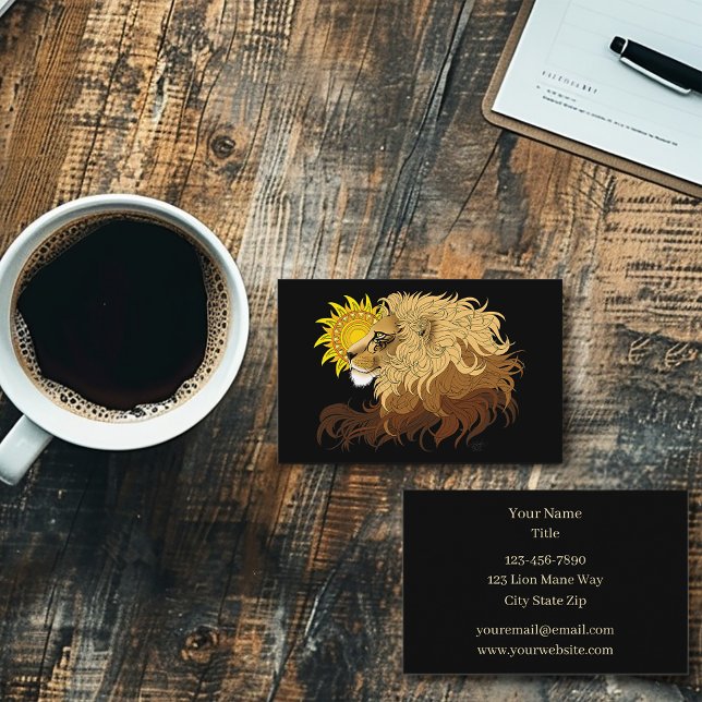 Lion black Yellow Mandal Sun Business Card (Creator Uploaded)