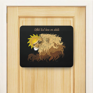 Lion Black Yellow Mandala Sun Door Sign