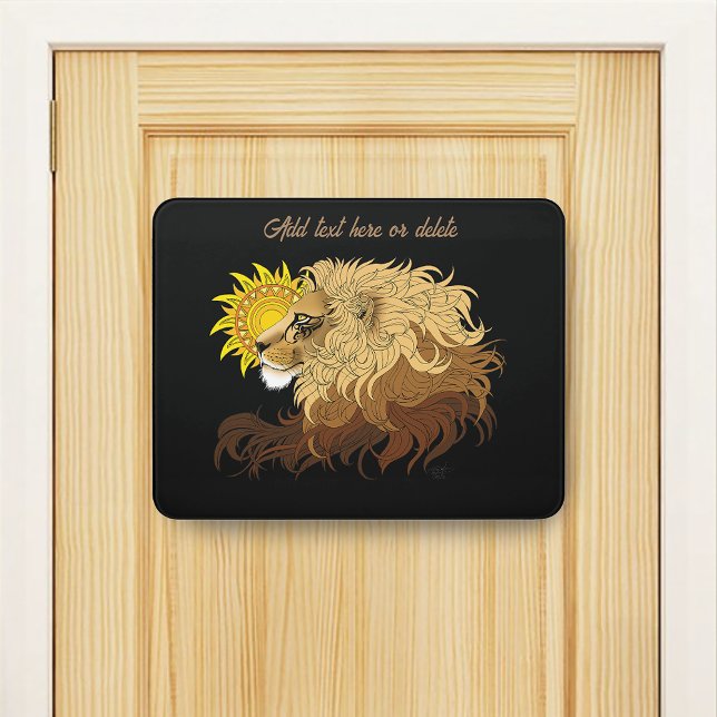 Lion Black Yellow Mandala Sun Door Sign (Creator Uploaded)