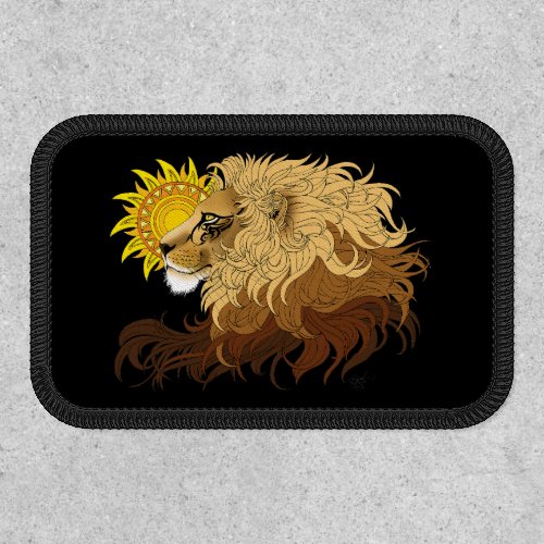 Lion Black Yellow Mandala Sun Patch