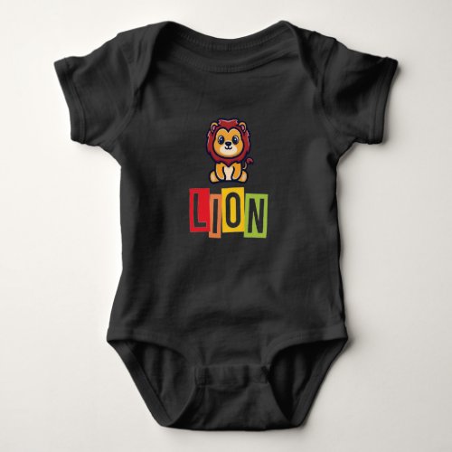 Lion blk baby bodysuit