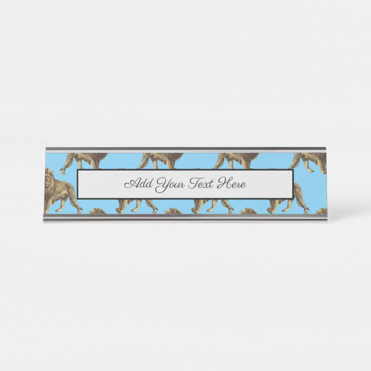 Lion Blue Wild Animals Zoo King African Safari Desk Name Plate | Zazzle Lion Blue Wild Animals Zoo King African Safari Desk Name Plate | Zazzle