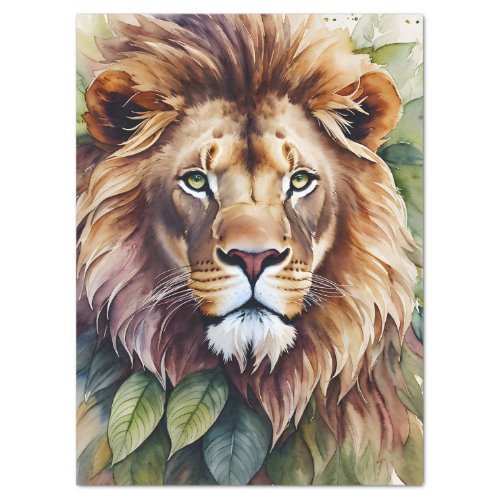 Lion Botanical Watercolor Art Tissue Paper