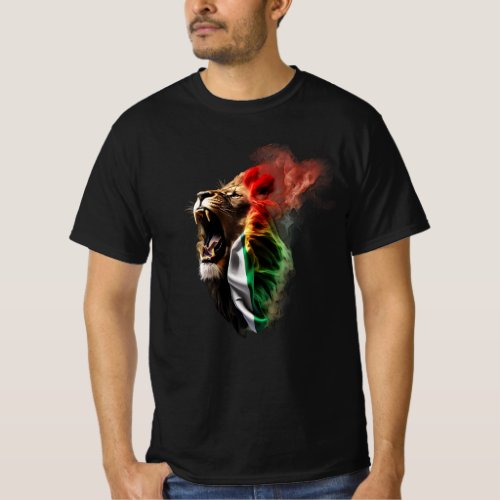 Lion bursting out of South African Flag T_Shirt