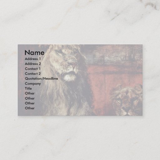 Customizable Lion By Meyerheim Paul Friedrich (Best Quality) Business Card Templates
