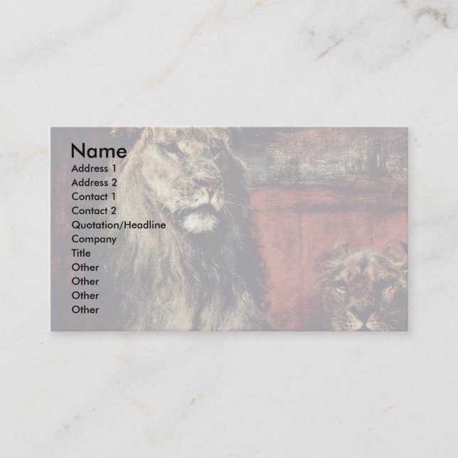 Lion By Meyerheim Paul Friedrich (Best Quality) Business Card (Front)