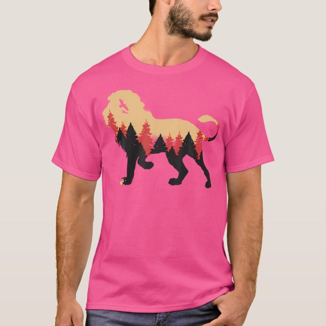 Lion Camping Nature And Hiking Shirt With Forest (Front)