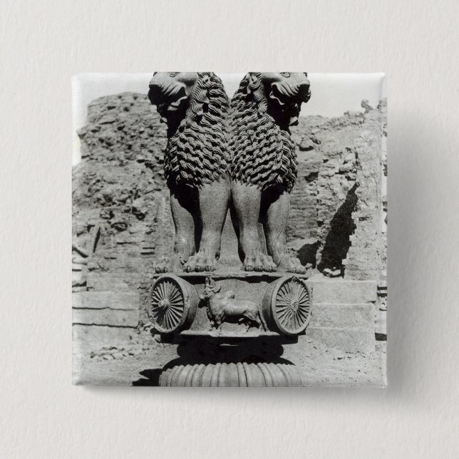 Lion capital from the Pillar of Emperor Ashoka Button (Front)