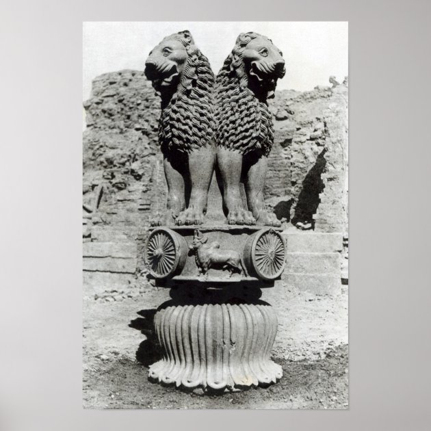 Murli Handicrafts Wooden Decorative Ashok Pillar National Emblem India  Ashoka Samba with Ganesh Statue Showpiece Home