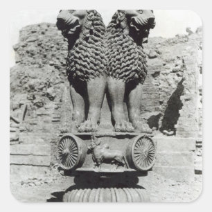 Lion capital from the Pillar of Emperor Ashoka Square Sticker