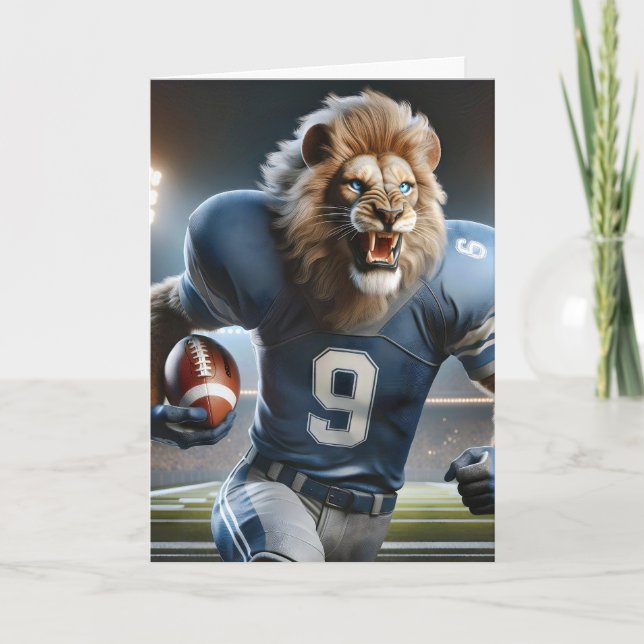 Lion Carrying a Football Card (Front)