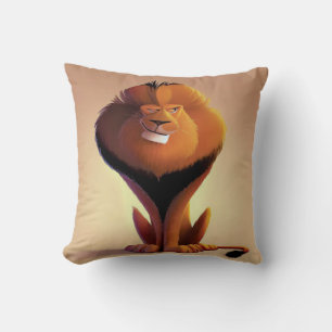 lion cartoon drawing throw pillow