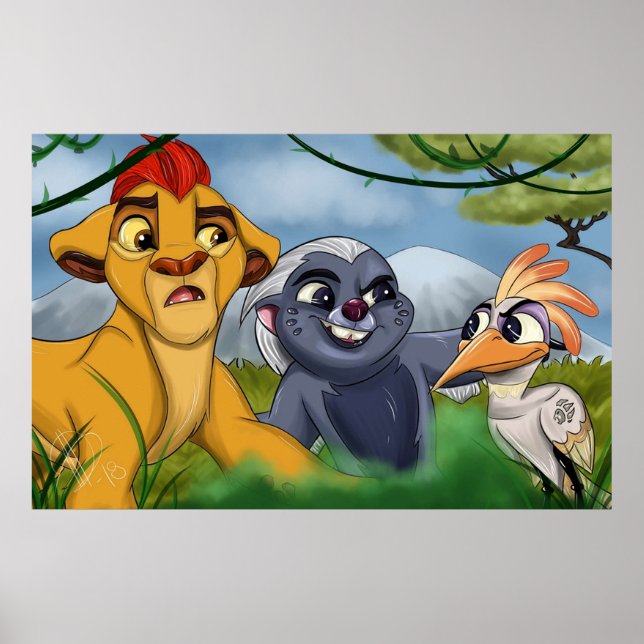 Lion Cartoon Guard Poster (Front)