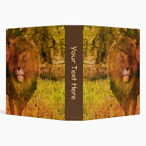 Lion Cattails Rock Wall Fantasy Art Personalized 3 Ring Binder