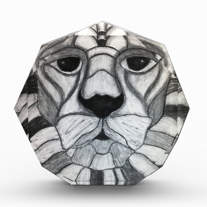 Lion Charcoal Black White Drawing Acrylic Award