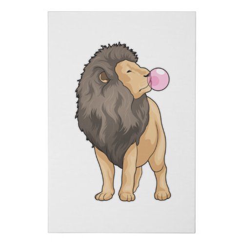 Lion Chewing gum Faux Canvas Print