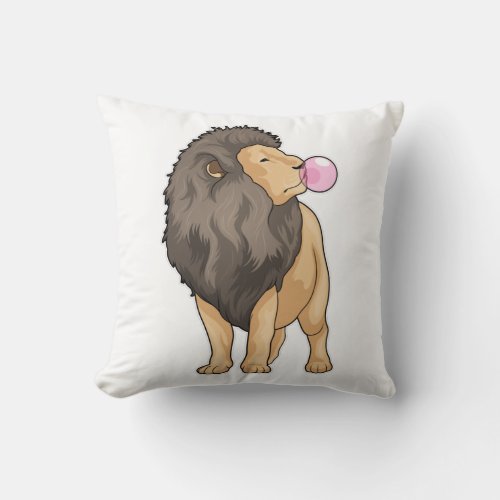 Lion Chewing gum Throw Pillow