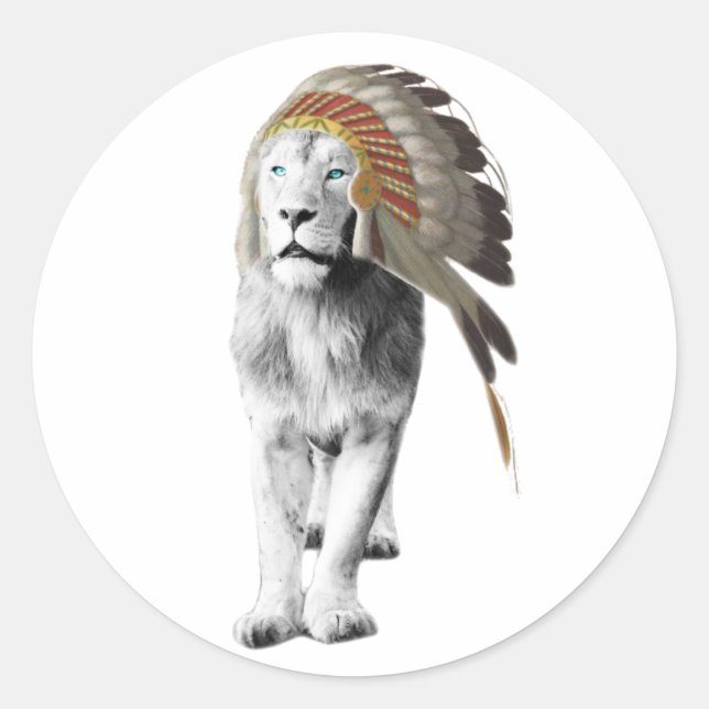 Lion Chief Classic Round Sticker (Front)