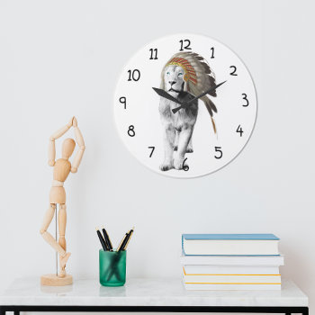 Lion Chief Large Clock by BluePress at Zazzle