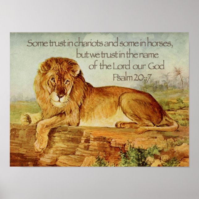 Lion Christian Bible Verse Trust in the Lord Poster (Front)