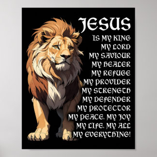 Lion Christian Jesus Is My God King, Lord, Savior Poster