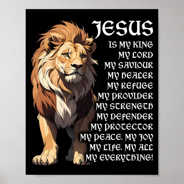 Lion Christian Jesus Is My God King, Lord, Savior Poster (Front)